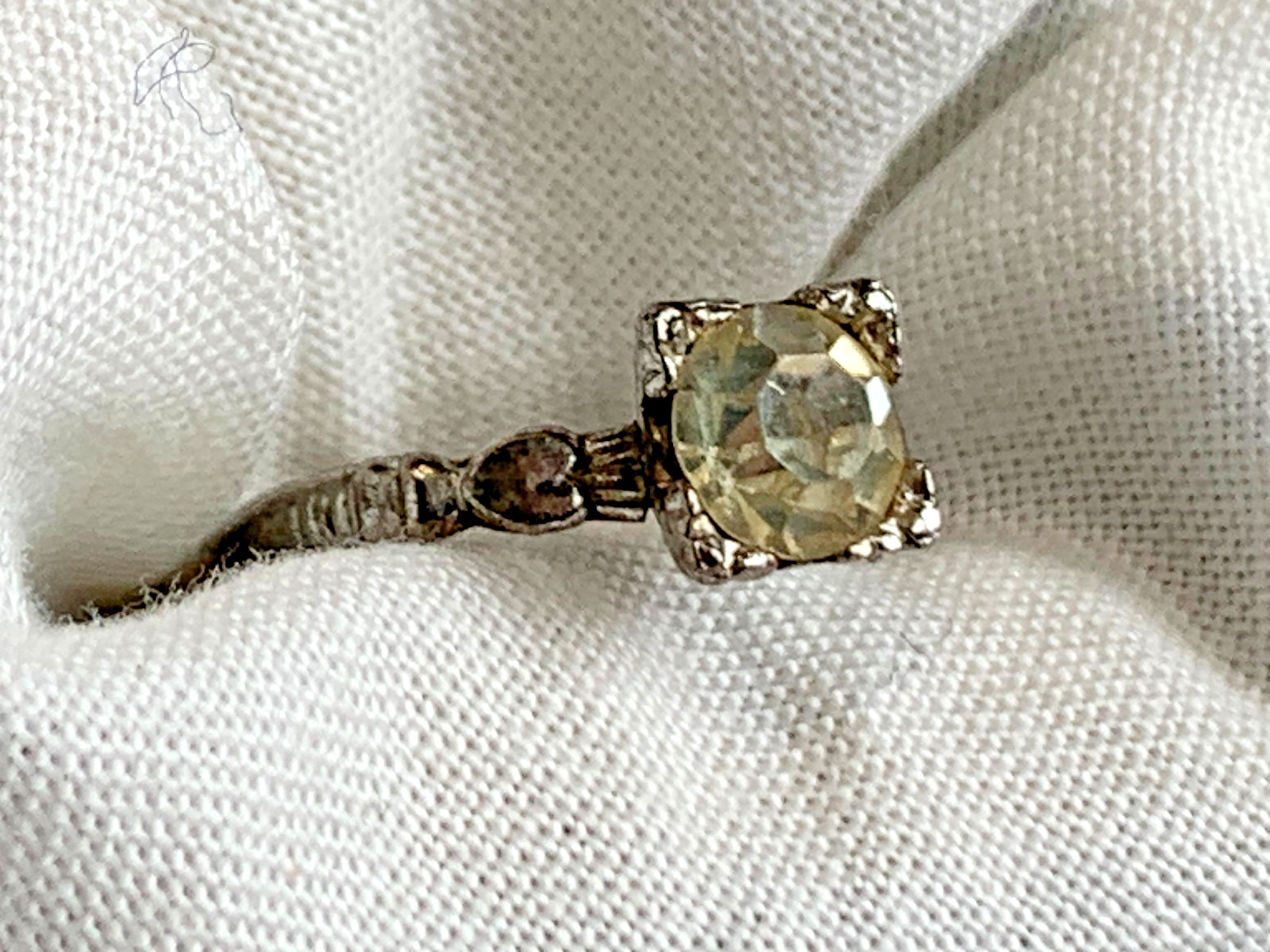 Vtg Sterling Silver Childs Ring 1g Fine Jewelry Size 1.75 Tinted Stone *READ*