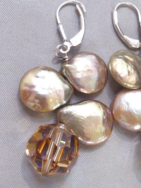 VINTAGE PEARL& CRYSTAL STERLING SILVER PIERCED HOOK FINDING 2″ DANGLE EARRINGS