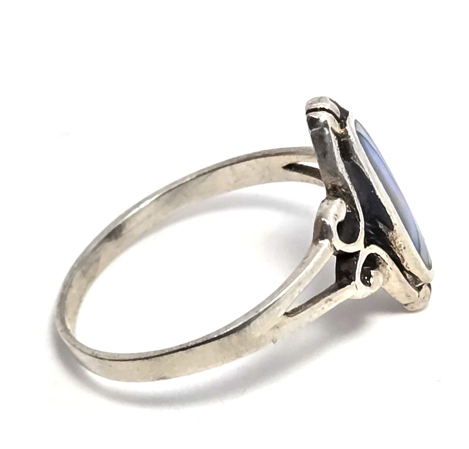 Abalone Paua shell Southwestern signed sterling silver ring size 12