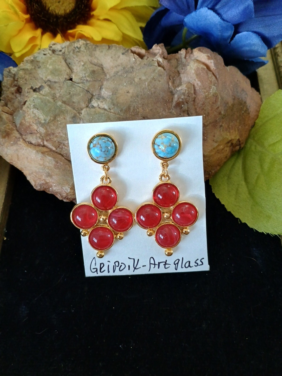 Haute Couture Designer Style Pierced Gripoix Art Glass Dandle Pierced Runway…