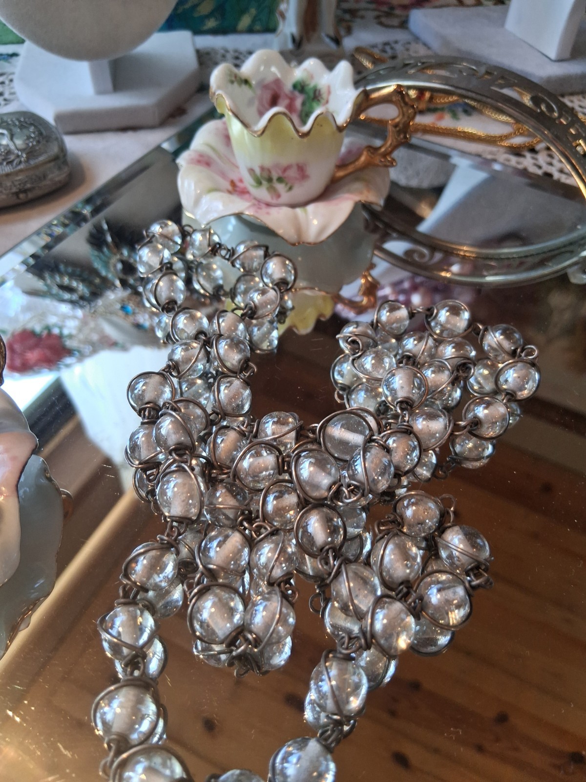 VIntage Pools of Light Necklace 22 Inches, Wire Wrapped GORGEOUS