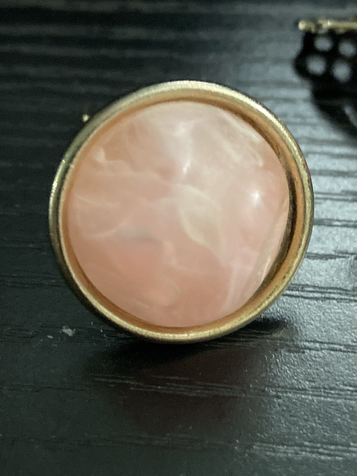 Vintage LISNER Gold Tone Lucite? Pink Opal Beads? Clip-on Earrings, Very Light