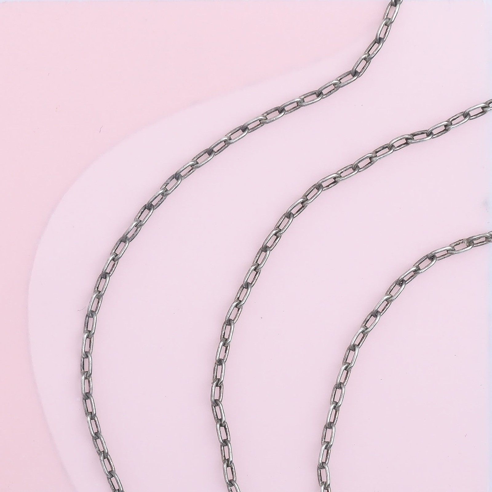 Antique Victorian Sterling Silver Cable Chain 16″ 1mm Necklace