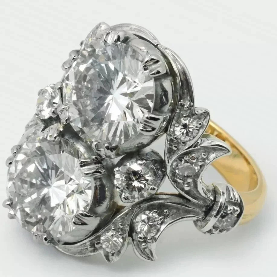 3Ct Art Deco Vintage Style Lab Created Diamond Engagement 14K Gold Finish Ring