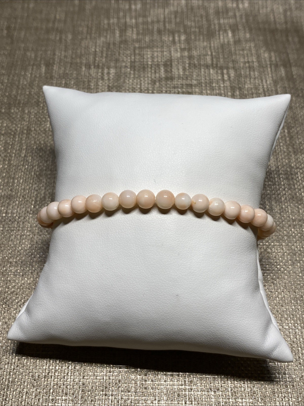 Vintage 1970s Angel Skin Coral Bracelet 7.5” 5.3mm Beads Sterling 925