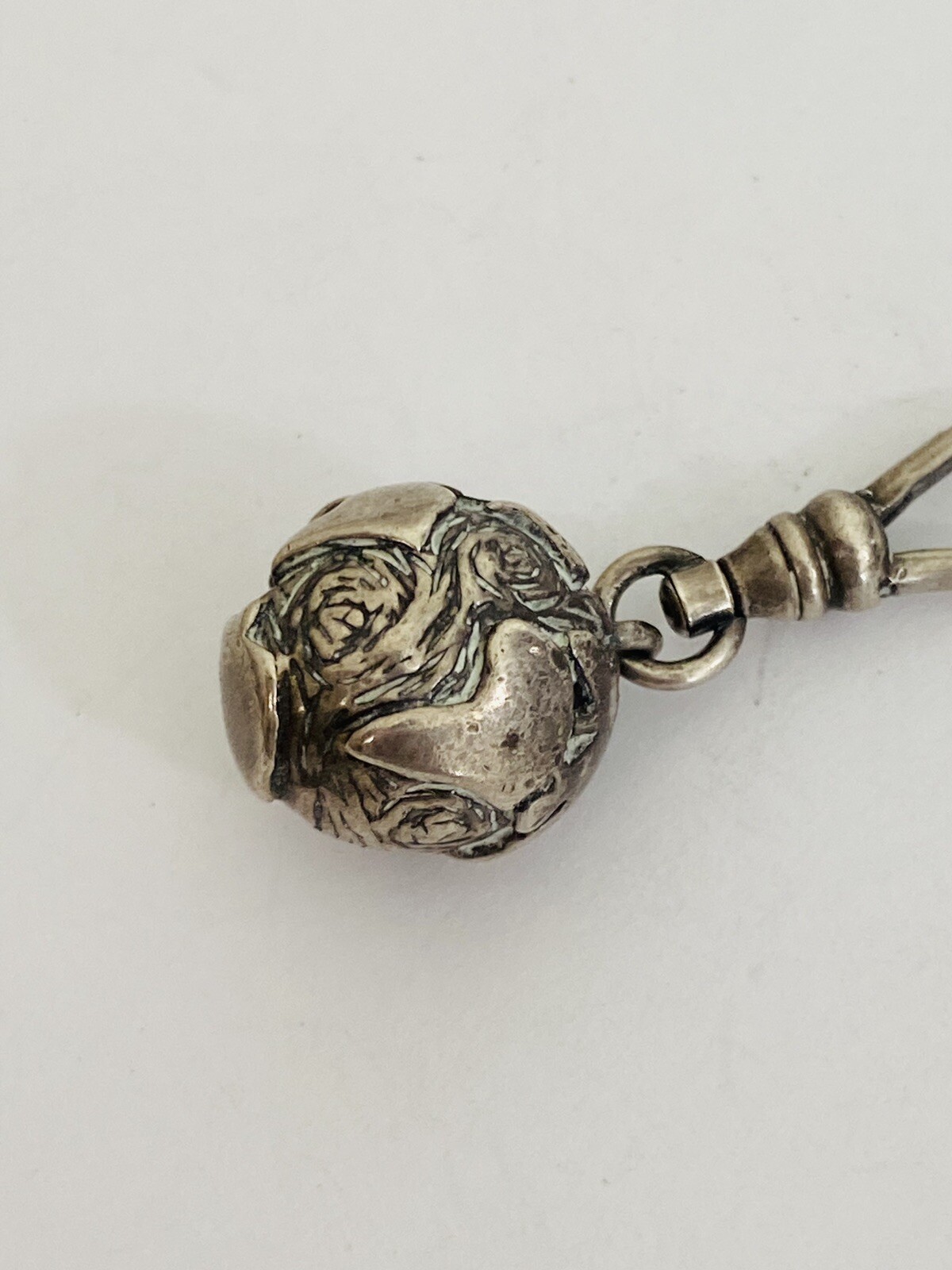 Vintage Sterling Silver Station Fleur de Lis French Ball Globe Charm Necklace