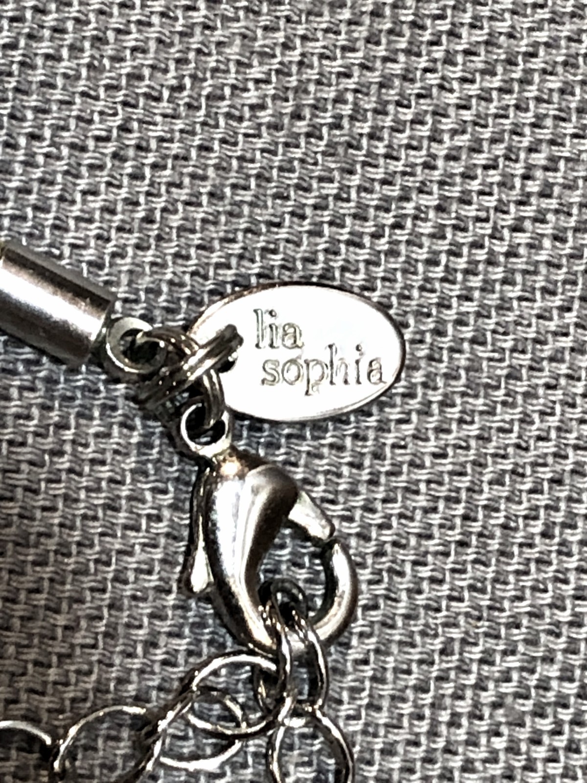Lia Sophia Cosmo Mother of Pearl & Cut Crystals Silver Tone Double Cord Necklace