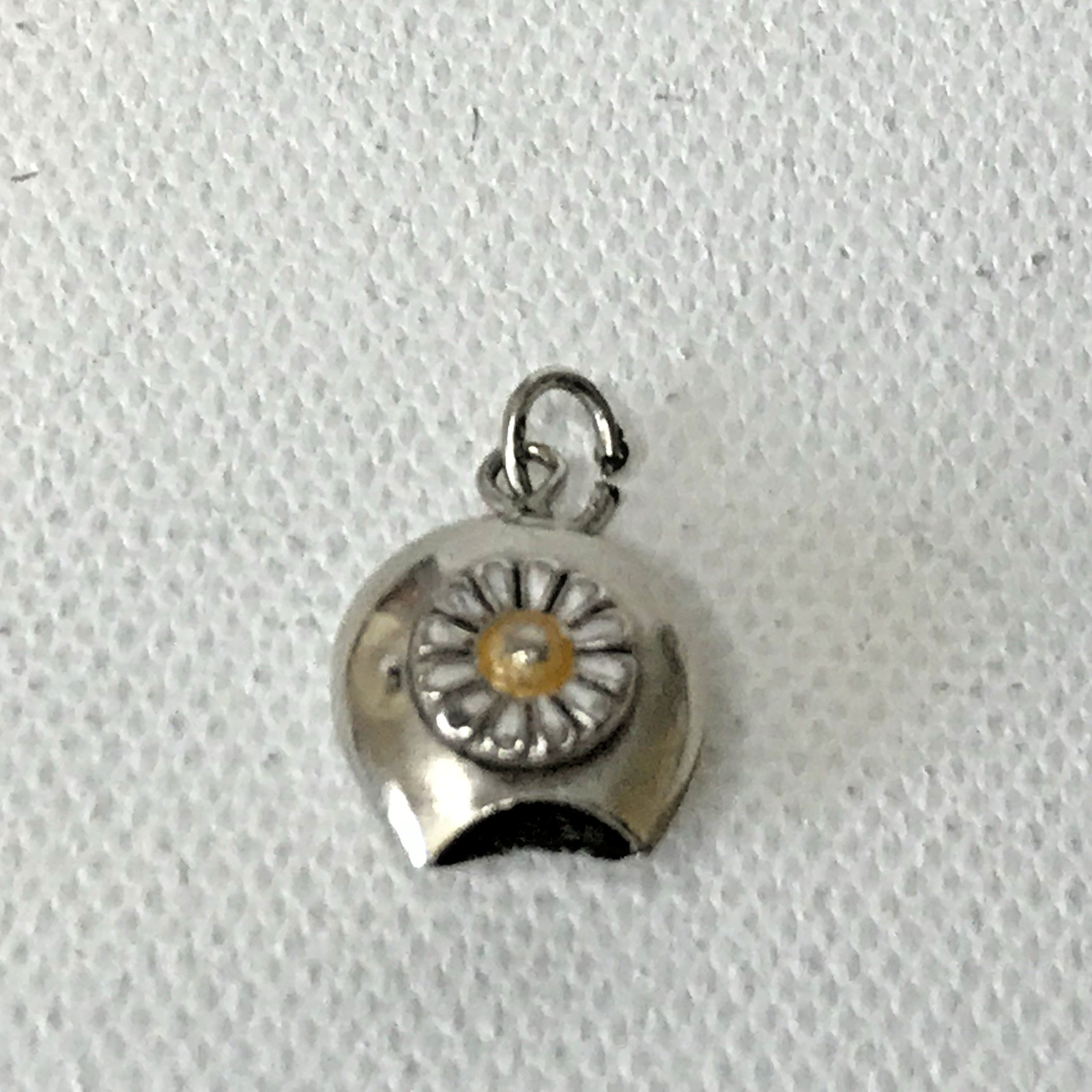 Vintage Sterling Silver Swiss Cow Bell Enamel Daisy Flower Bracelet Charm READ