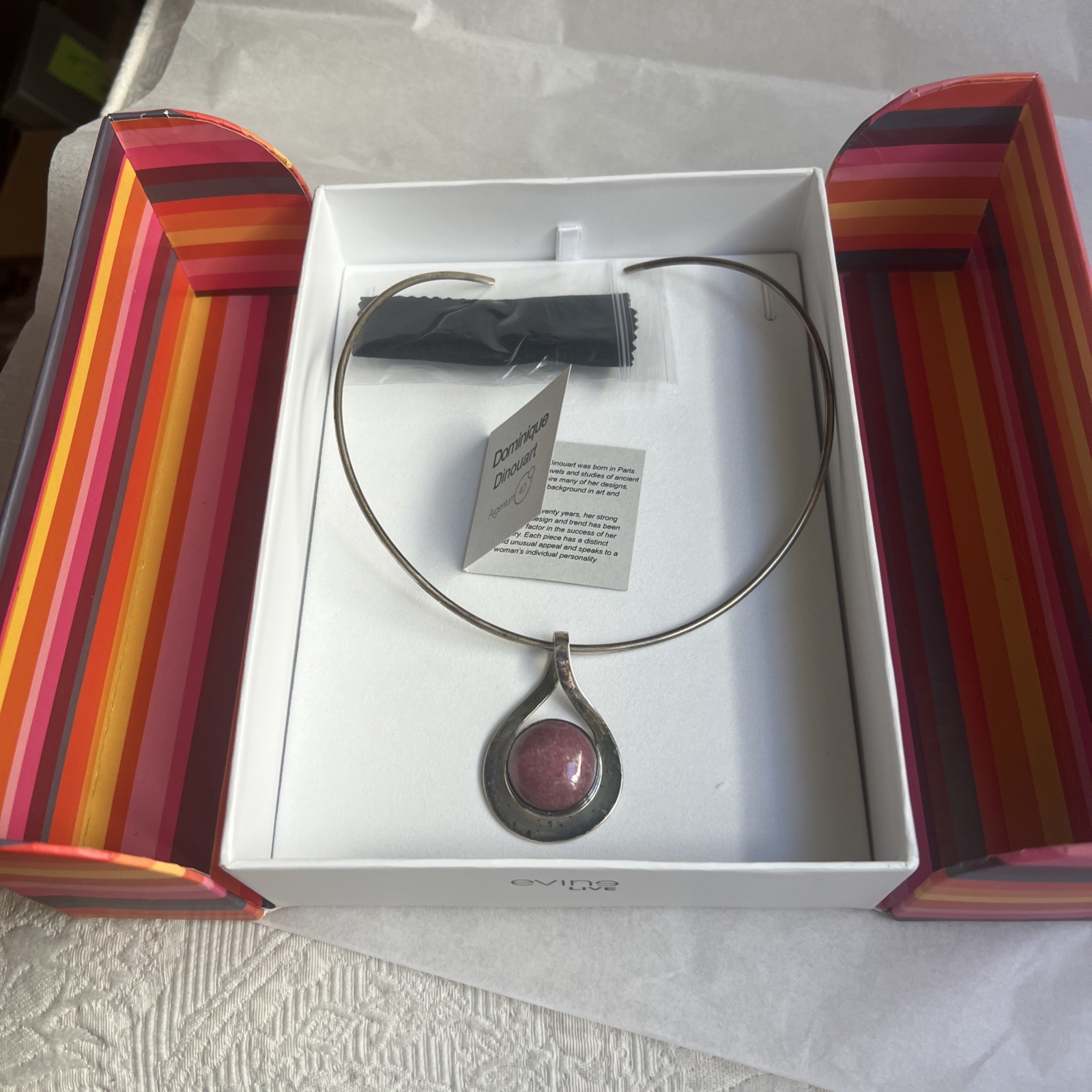 Vintage Dominique Dinouart 925 Pendant Pink Rhodonite #JM20
