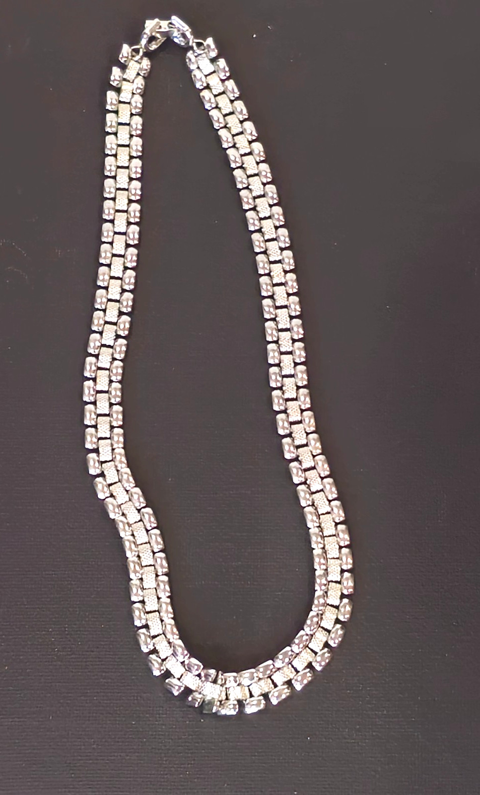 Monet Silver‑Tone Double Link Chain Necklace N Classic Polished Finish, Vintage