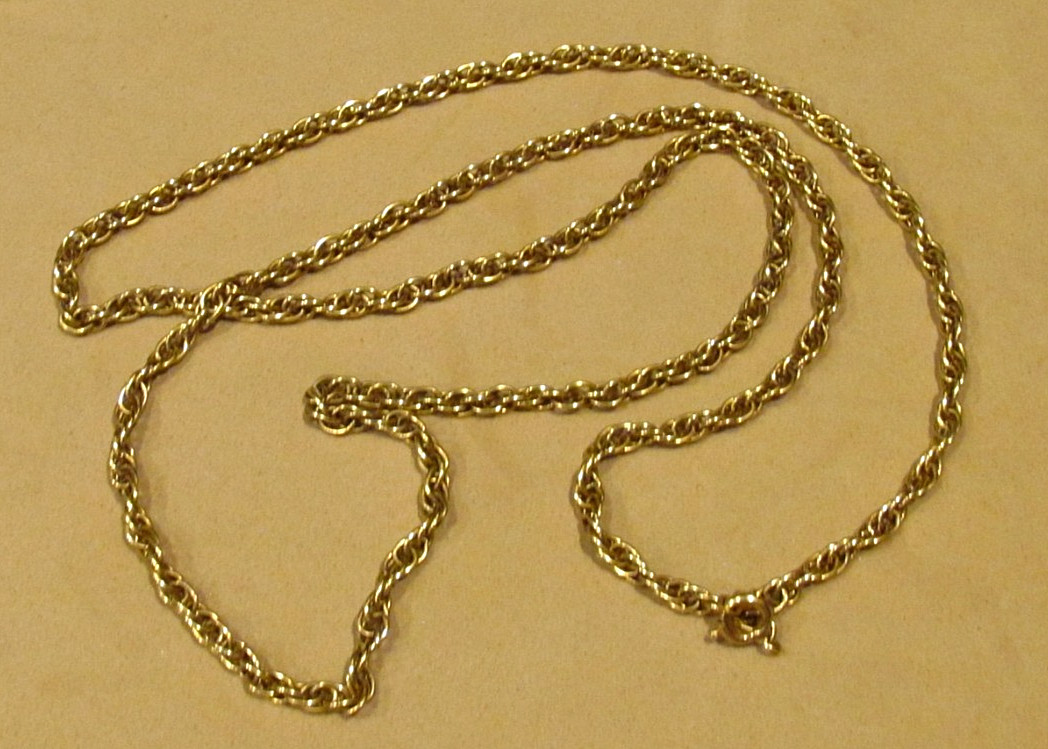 STUNNING! VTG 27.5” 12K GF Attleboro Co. (ACO) Rope Chain Necklace 13.13g~3.4mm