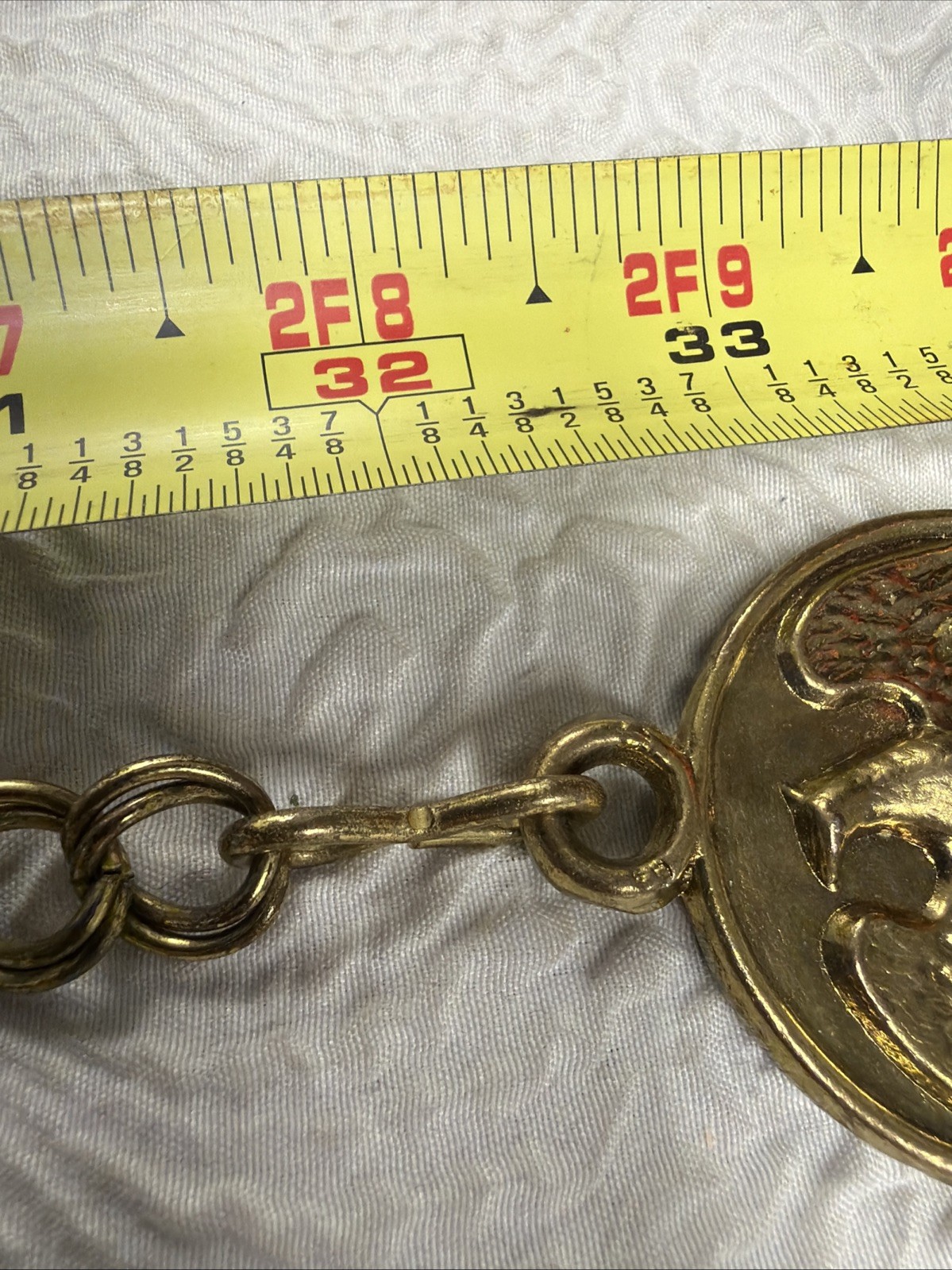 Vintage Chunky Curb Chain Circular Eagle & Rooster Medallion Pendant Necklace