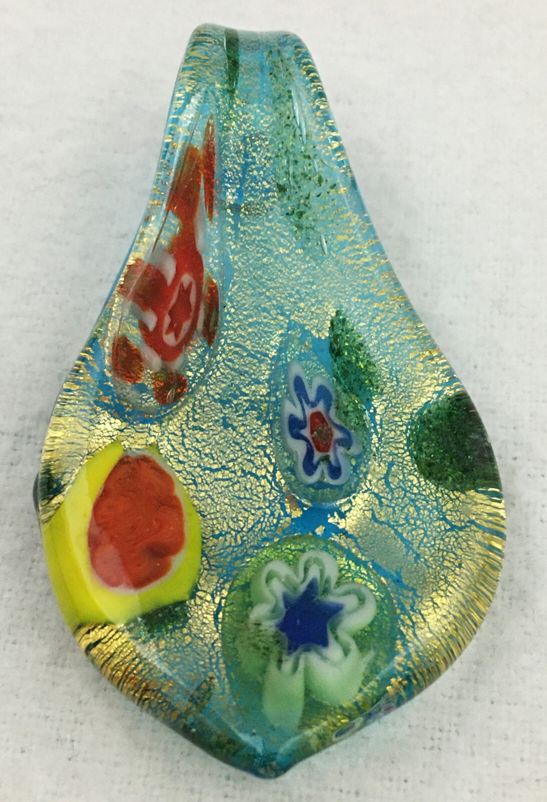 Lot of 3 Art Glass Porcelain Pendants Mosaic Abstract Designs Metallic Foil