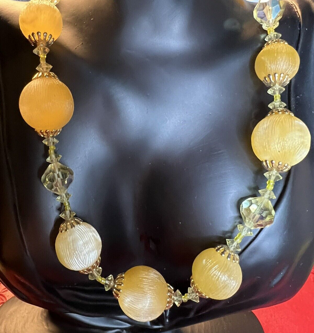 Vintage Vendome Summery Necklace with Moonglow Beads ~ 16″ with 3″ Extender