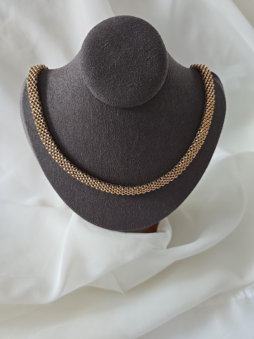 1/20 12k YELLOW GOLD FILLED POPCORN MESH CHAIN NECKLACE 19″