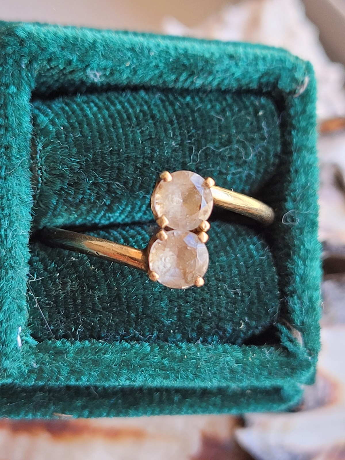 Vintage Antique Gold White Beryl ? Goshenite? Toi Moi Anniversary Gold Ring