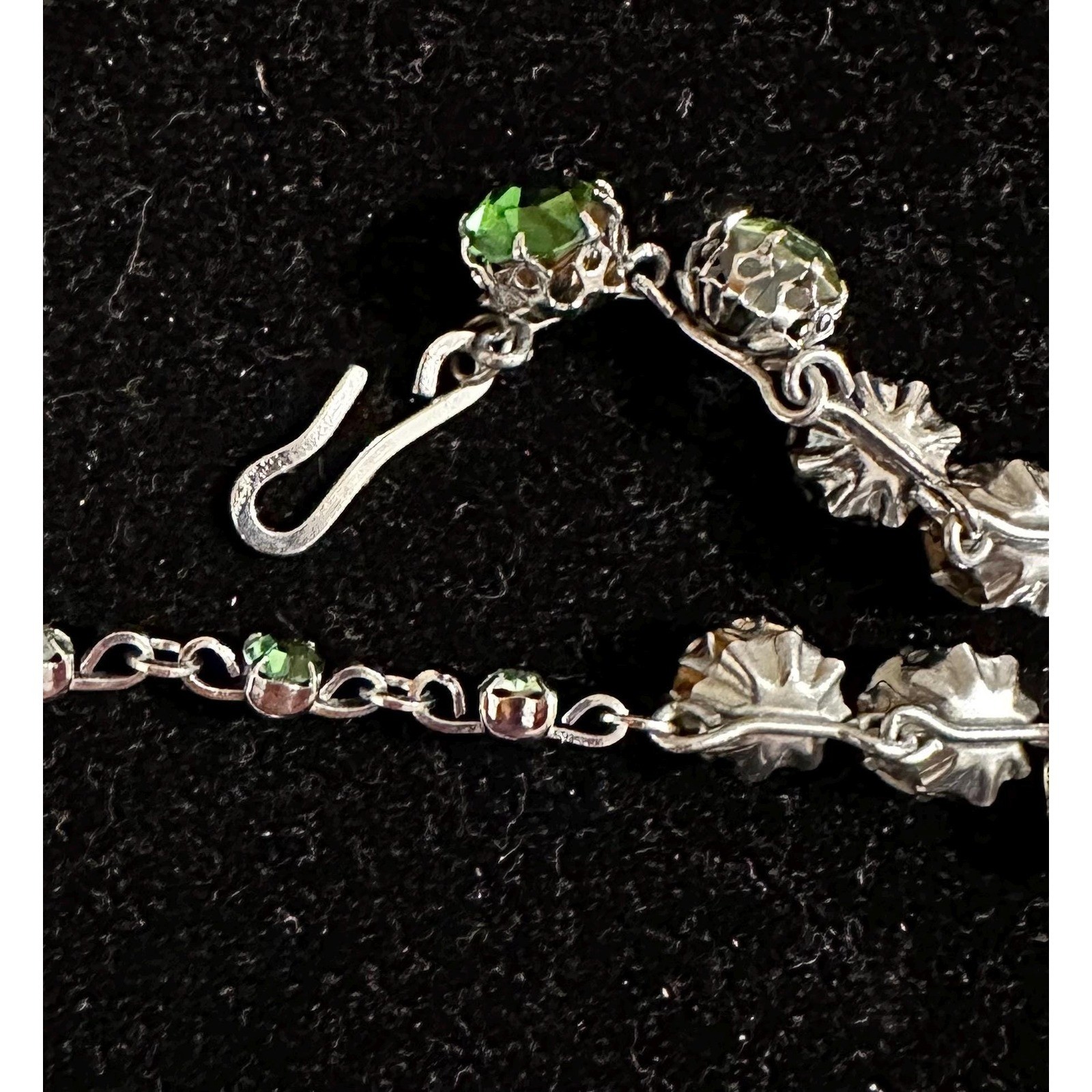 1950’s Austrian Crystal Rhinestone Statement Necklace Green AB Schoffel