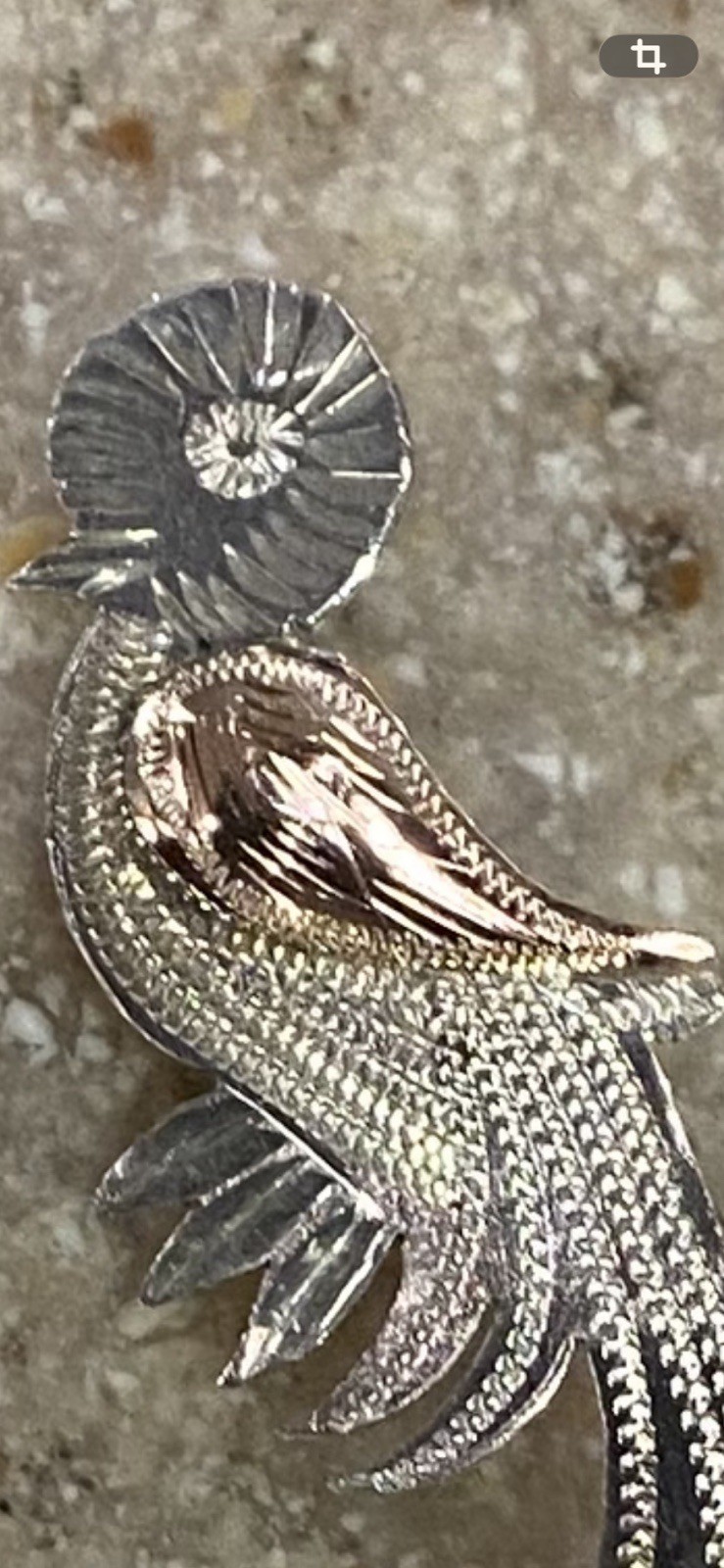 Vintage 900 Sterling Silver 10k Yellow Gold Guatemalan Quetzal Bird Brooch Pin