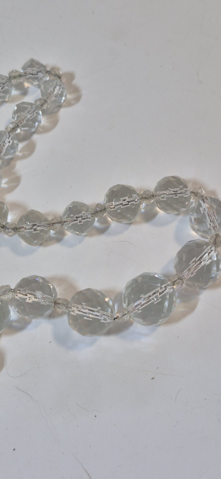Unbranded Vintage Rock Crystal Graduated (4-14mm) Bead Necklace 16″ Length