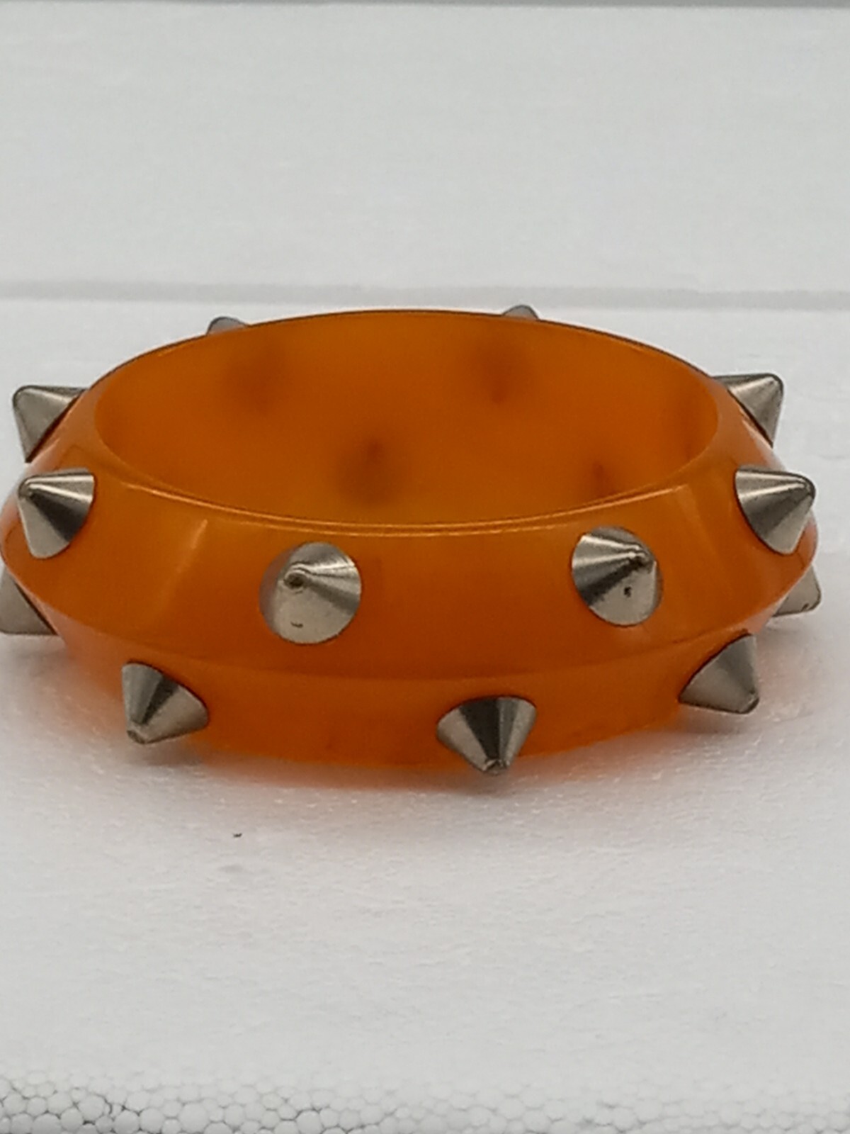 Vintage Mid Century Butterscotch Egg Yolk Amber Bakelite Spike Bangle Rare 64g