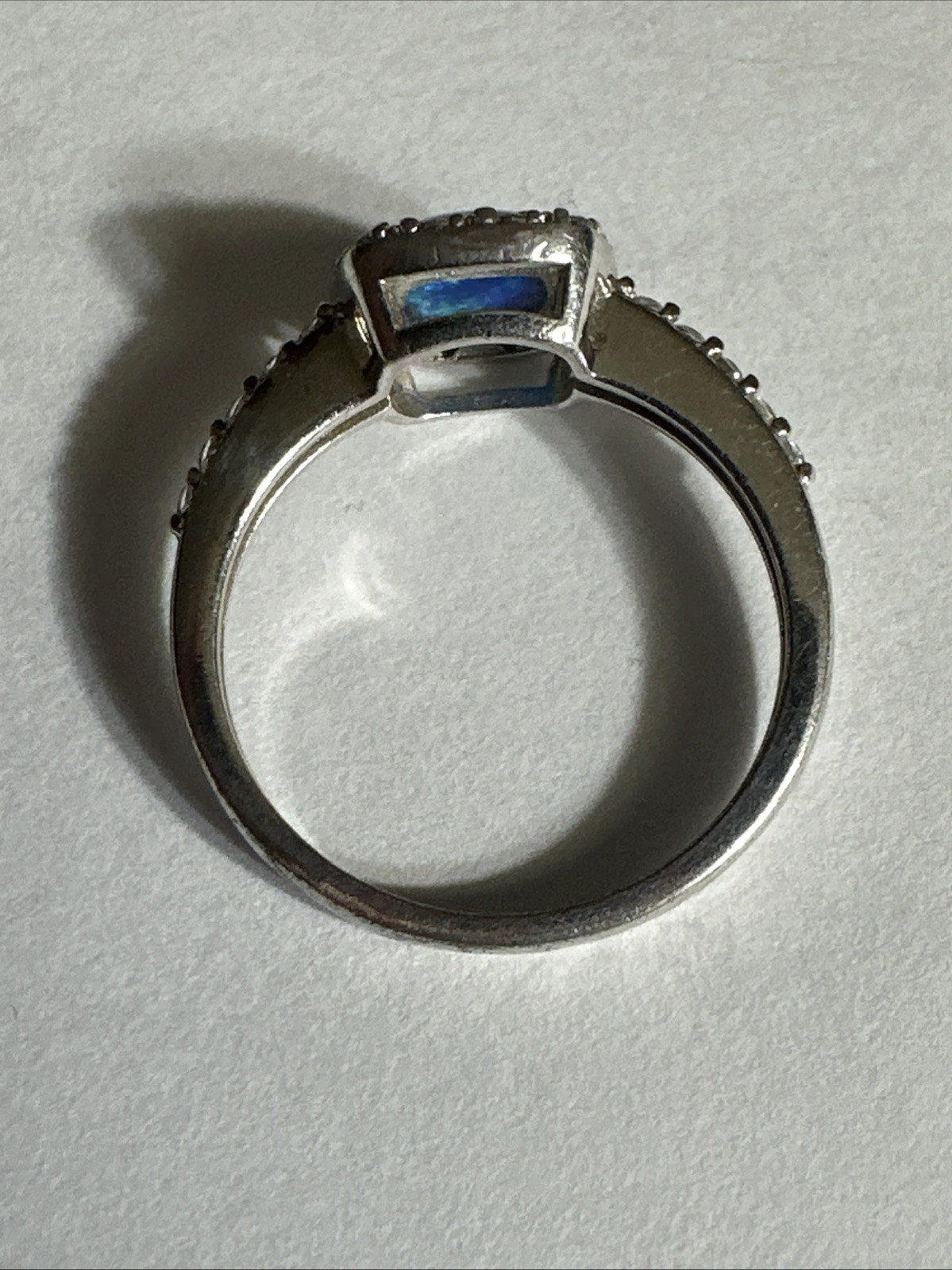 Sterling Silver Signed PAJ 925 CN Blue Opal Ring Size 7