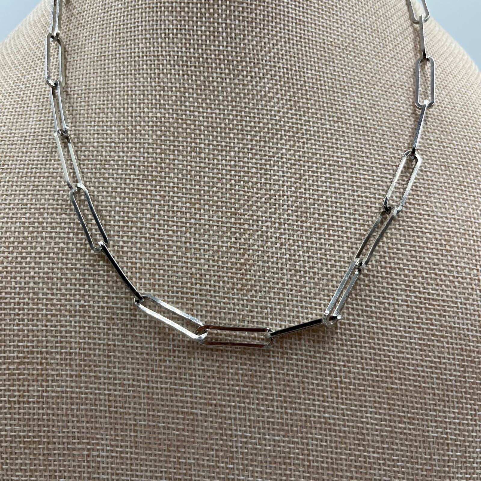 VTG SUGARFIX by BaubleBar Silver Tone Paperclip Link Chain Necklace Minimalist