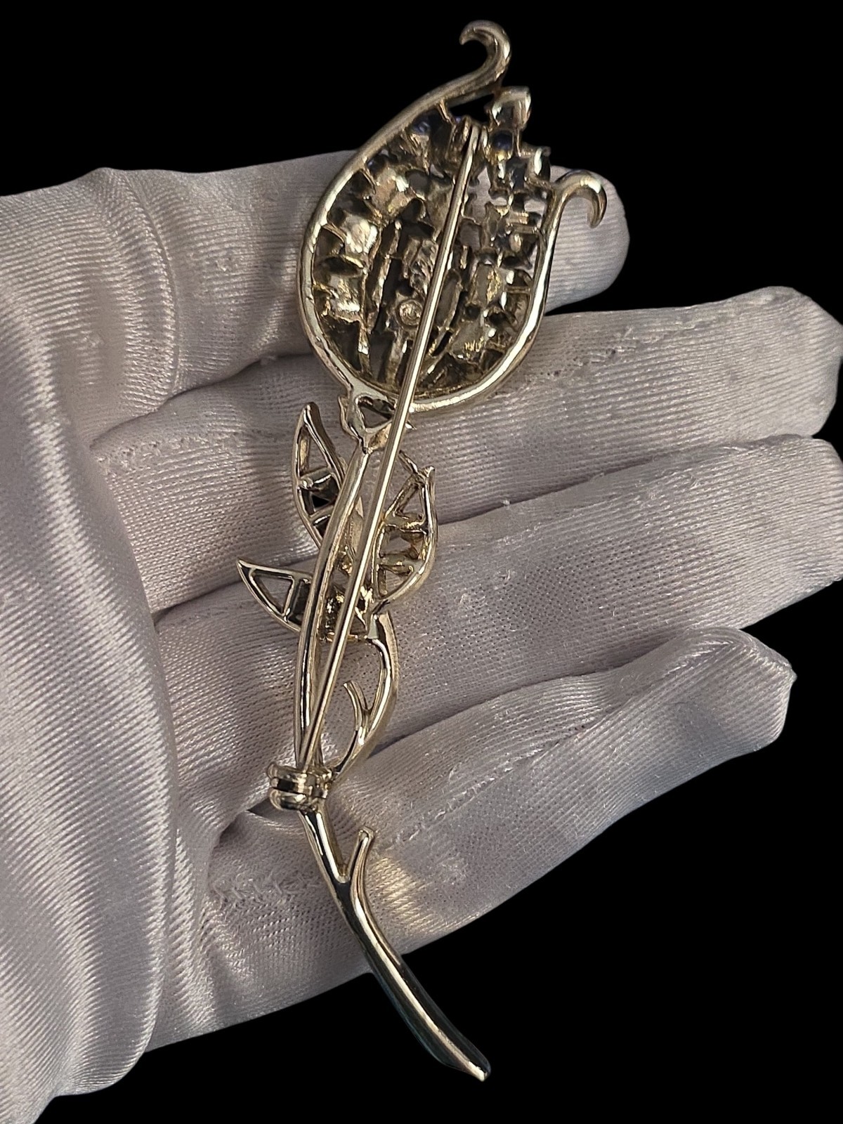 Vintage Coro Pegasus Large Aurora Borealis Floral Goldtone Signed Brooch 4 In