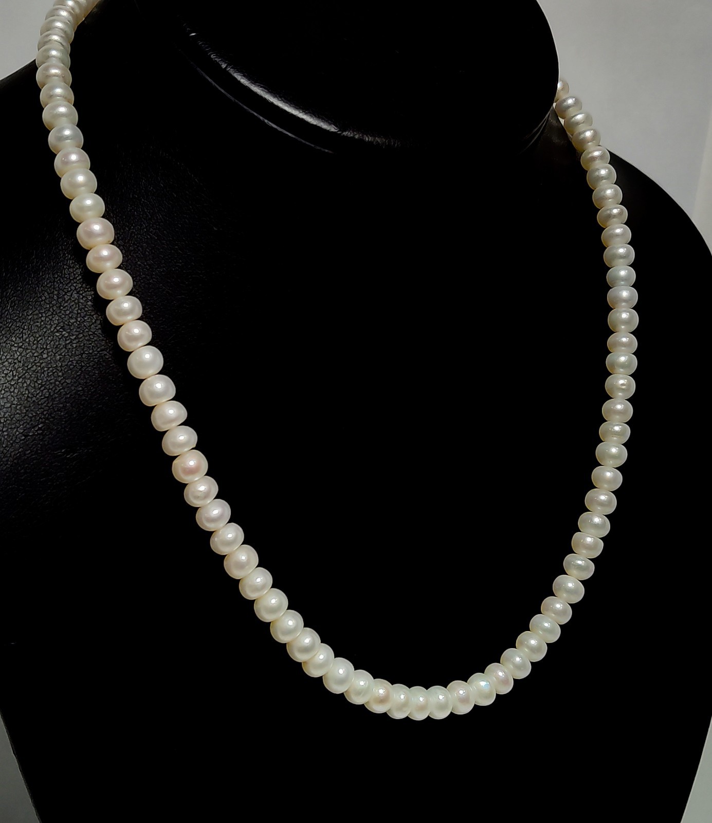 Beautiful Lustrous GENUINE NATURAL FRESHWATER PEARL 925 Sterling Silver Necklace