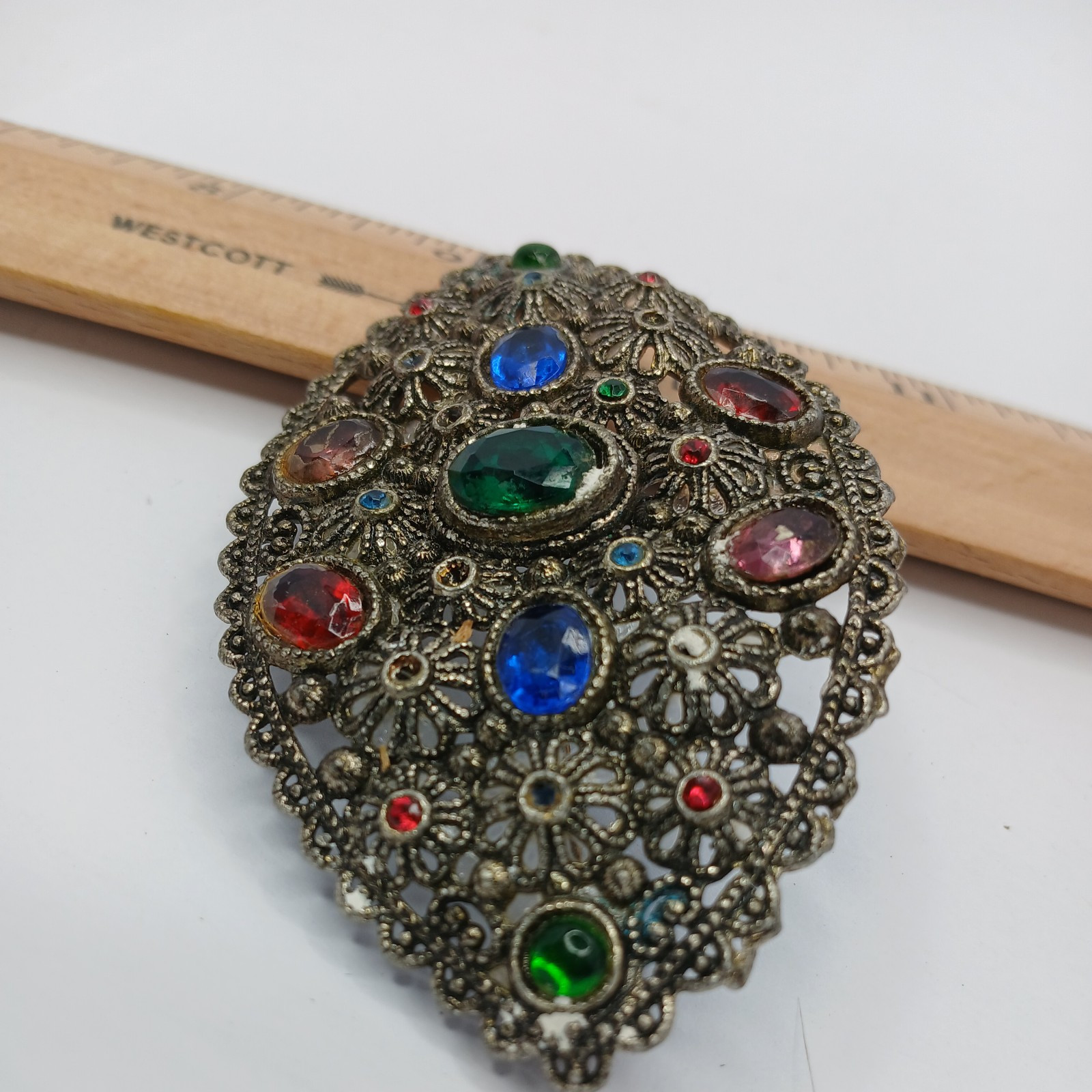 New England Works Brooch Pin Czech Rhinestones