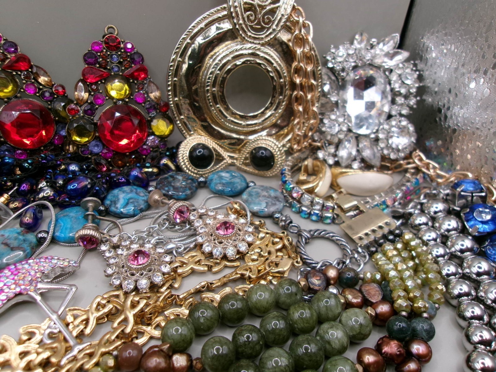 Vintage~Now Estate Costume Jewelry Lot~Rhinestones~Multi~1 AVON~1 MONET