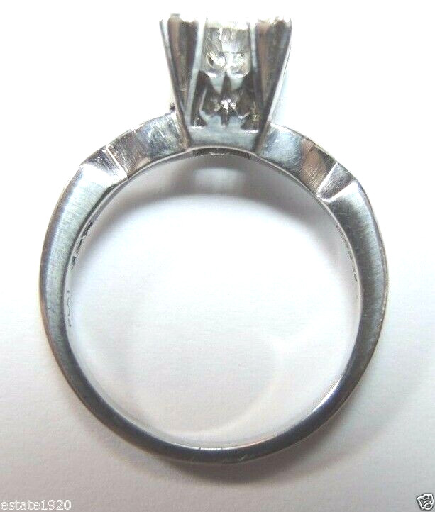 Antique Art Deco Diamond Engagement Platinum Ring Size 4.75 UK-J EGL USA
