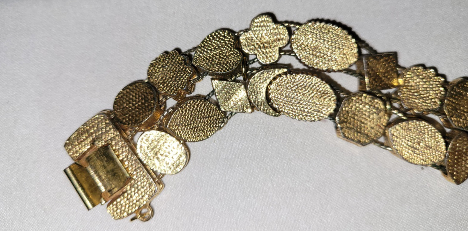 Vintage Goldette Double Row Slide Bracelet Charms
