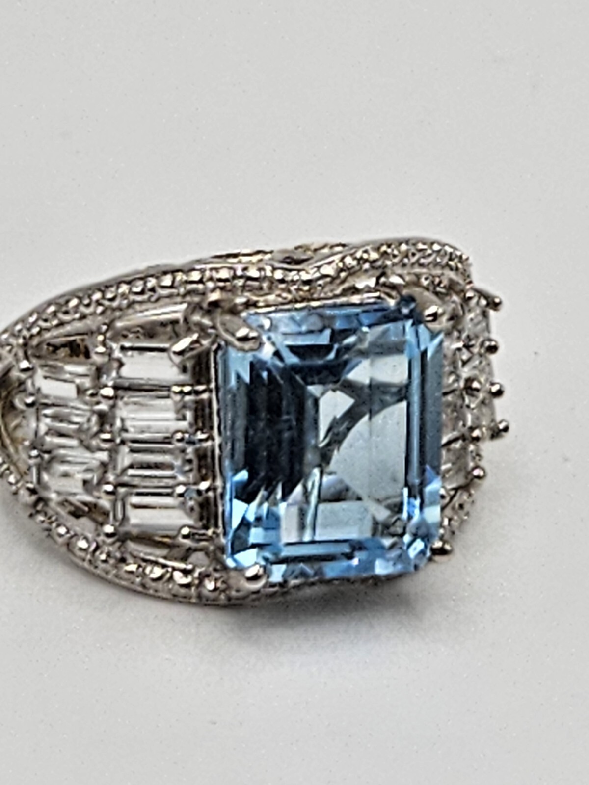 Chuck Clemency STS Sterling Silver Blue Topaz Cubic Zirconia CZ Ring Size 8