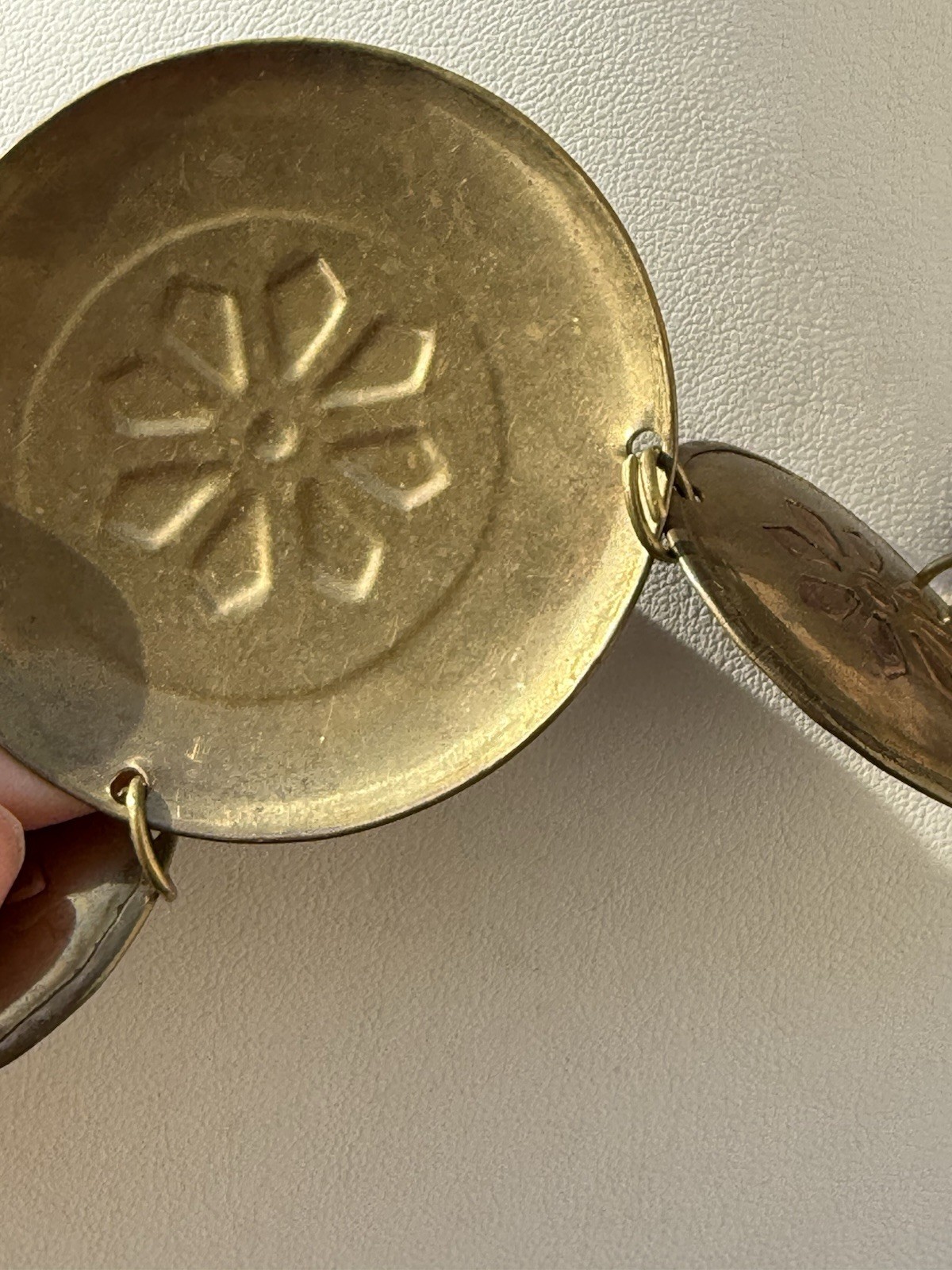 Vintage Artisan Abstract Round Copper & Brass Disc Statement Modernist Necklace