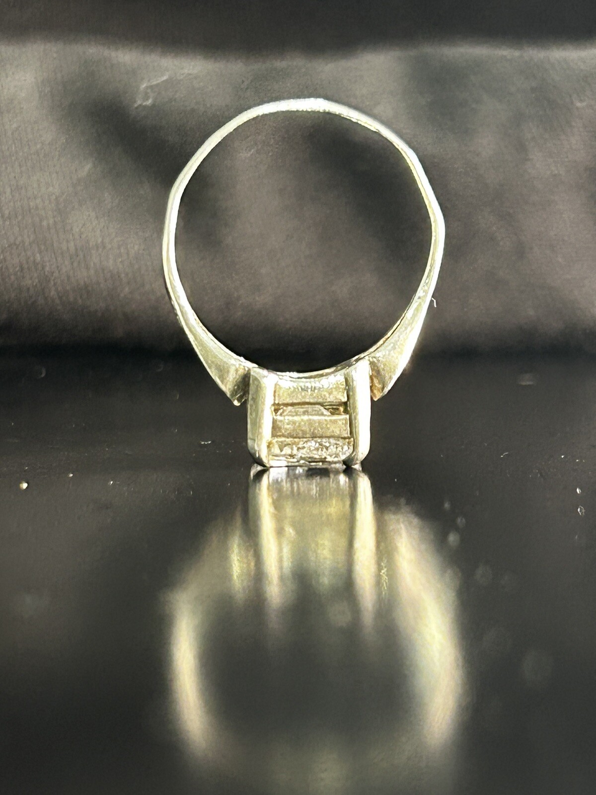 Vintage Ring Size 8.5 Silver 925 Emerald French Cut CZ