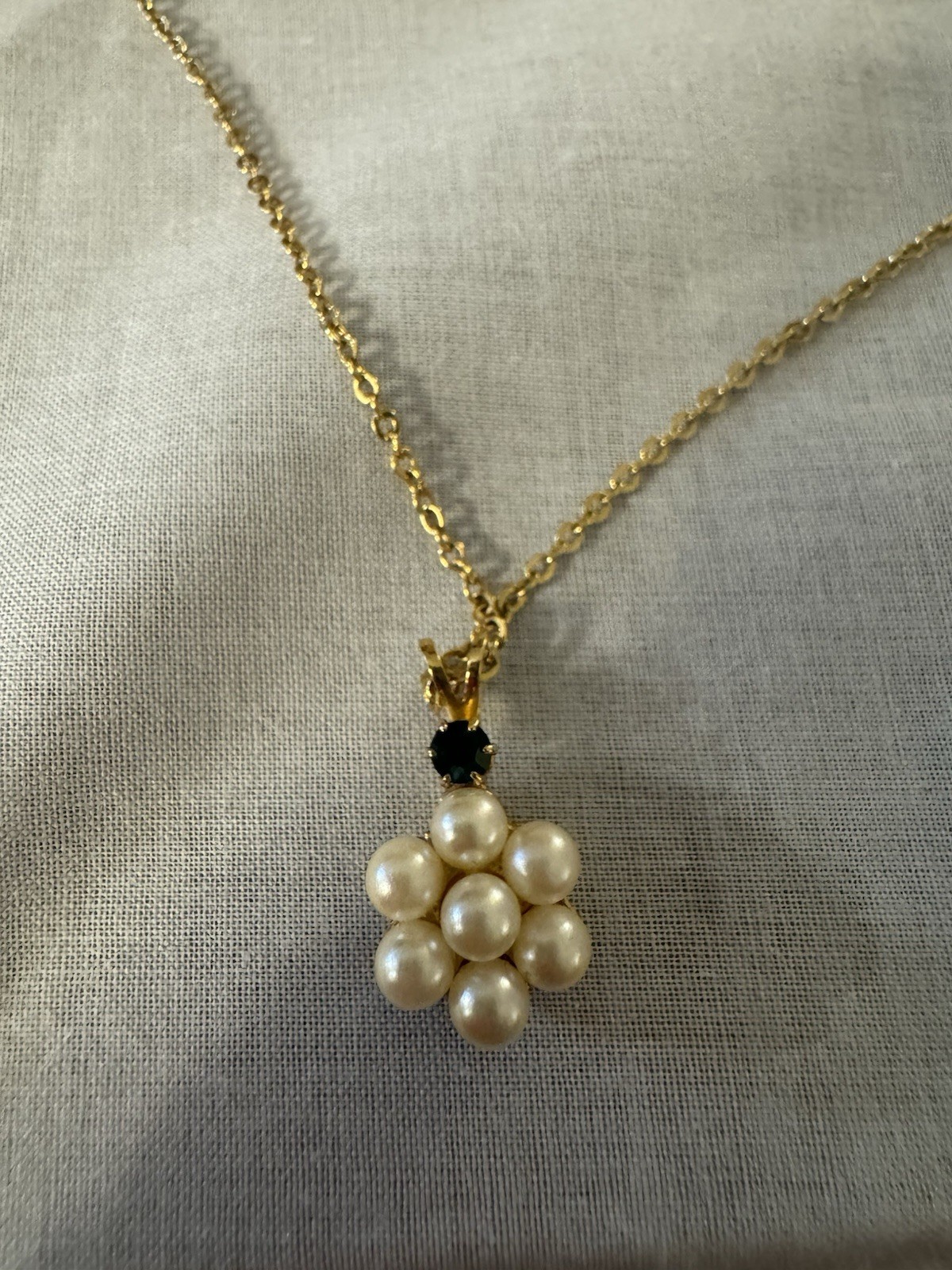 Vintage Avon Pearlesque Necklace and Earrings Set: May Emerald Accent Old Stock
