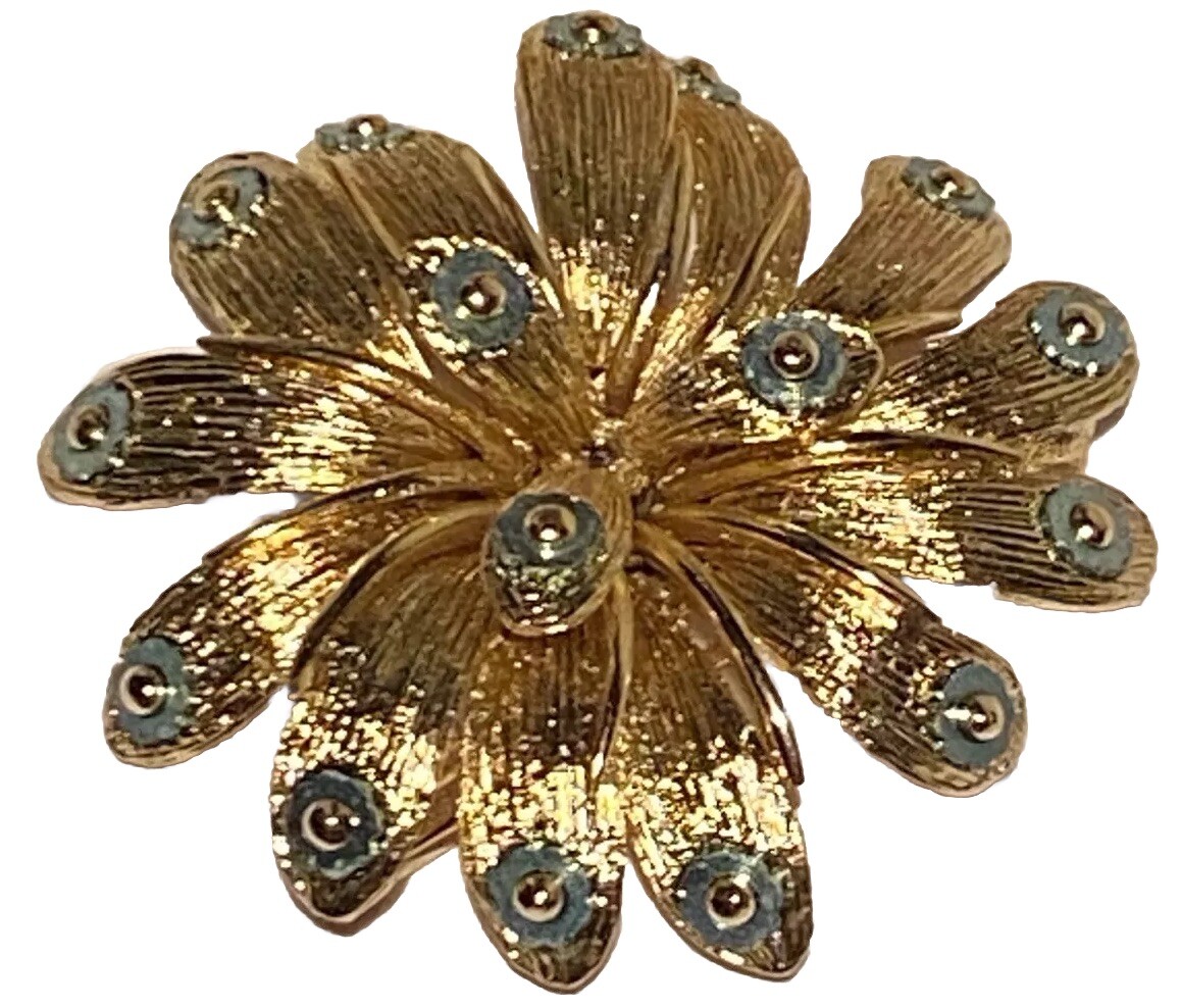 ORENA PARIS VINTAGE GOLD TONE SCULPTURAL BROOCH PIN