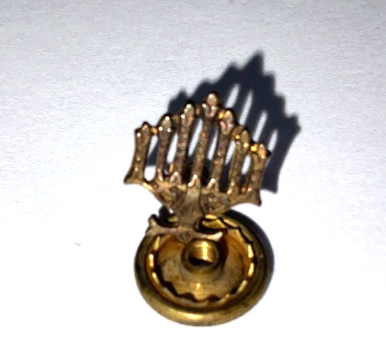 Vintage Bastian Bros Mid Century Gold Filled Menorah Tie Tack Lapel Pin w/ Card