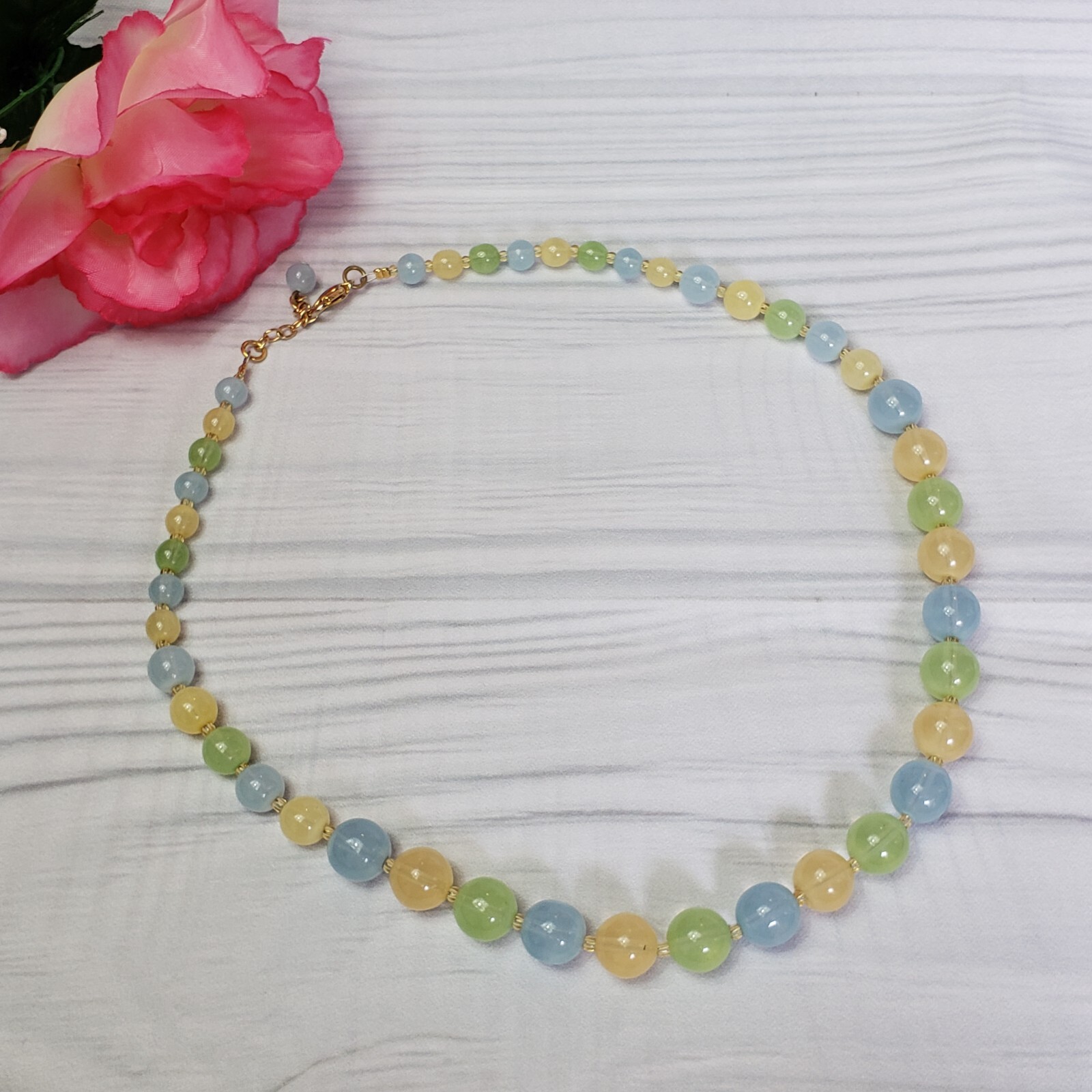 BOHEMIAN Pastel Glass Bead Choker Necklace Boho Multi Color Bead Collar