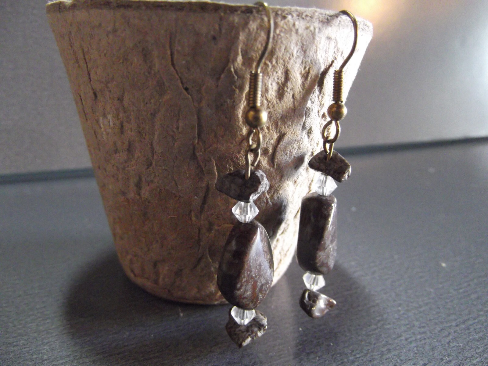 1 Pair Old 1″in Rock Different Shapes of Brown Rock Dangler