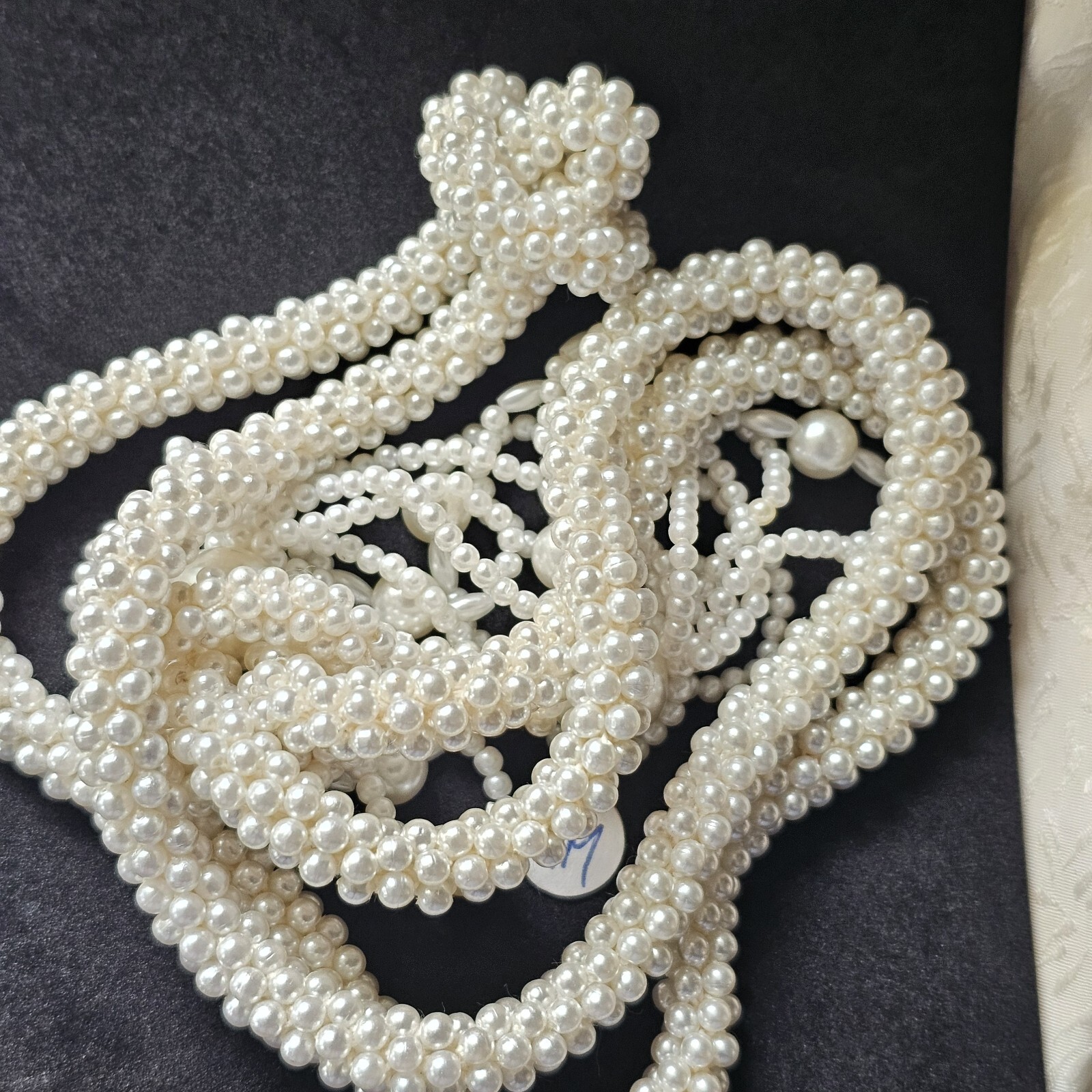 Vtg Beaded Flapper Lariat Necklace Rope Tassels Art Deco Style 2 Adj Rings