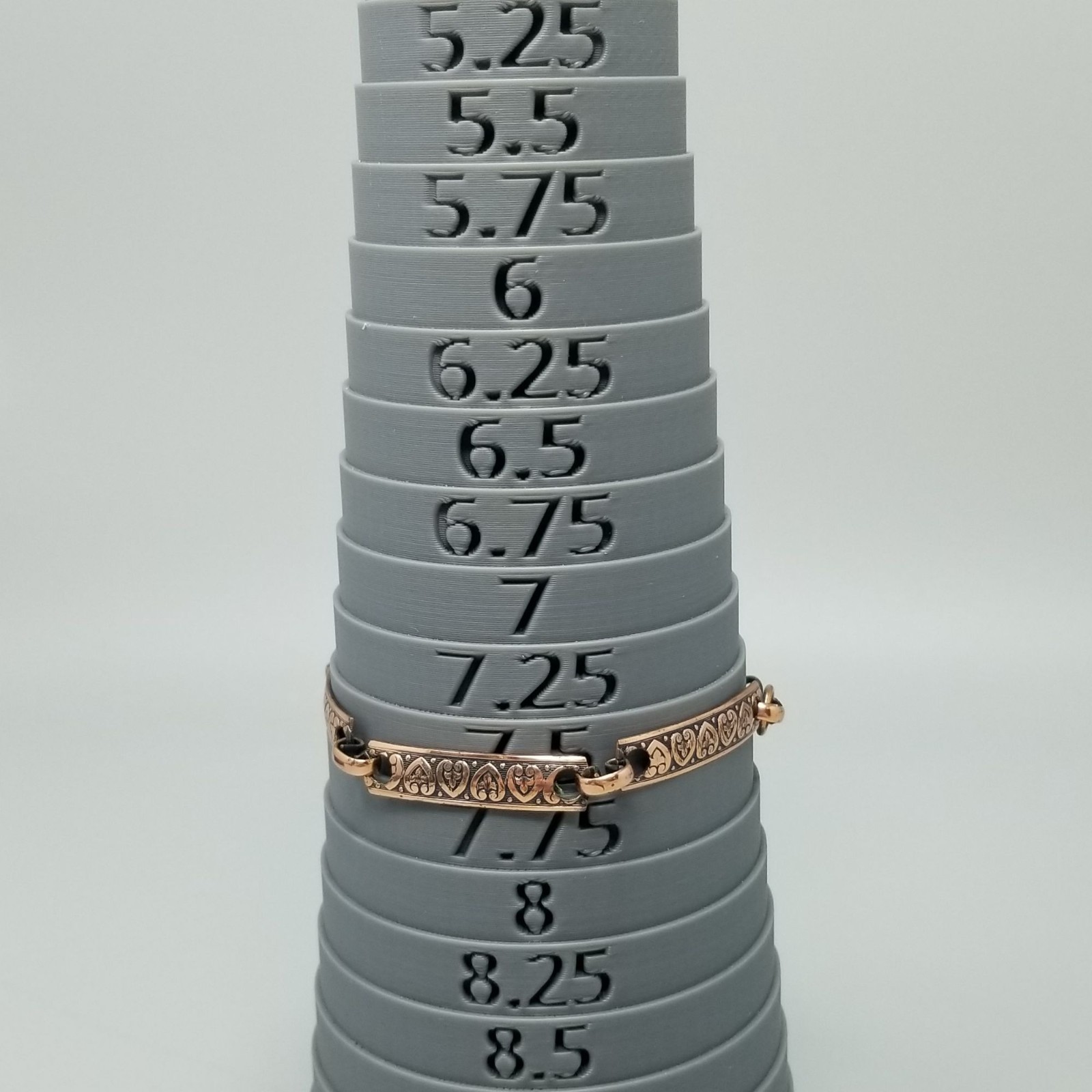 Vintage Solid Copper Heart Pattern 5 Panel Bracelet 7 1/2 Inch Long