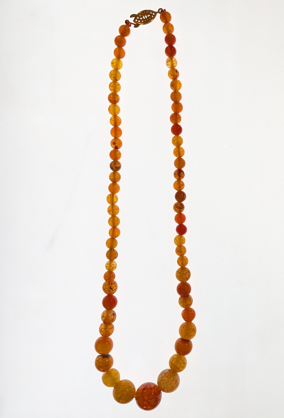 New Agate Natural Stone – Amber, 6- 14 mm Necklace 17.5″ – Gold Closure