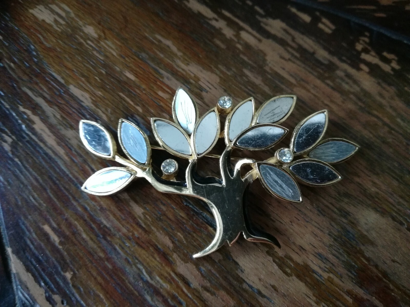 Vintage Orena Paris Tree of Life Gold Tone Brooch Pin Trombone clasp