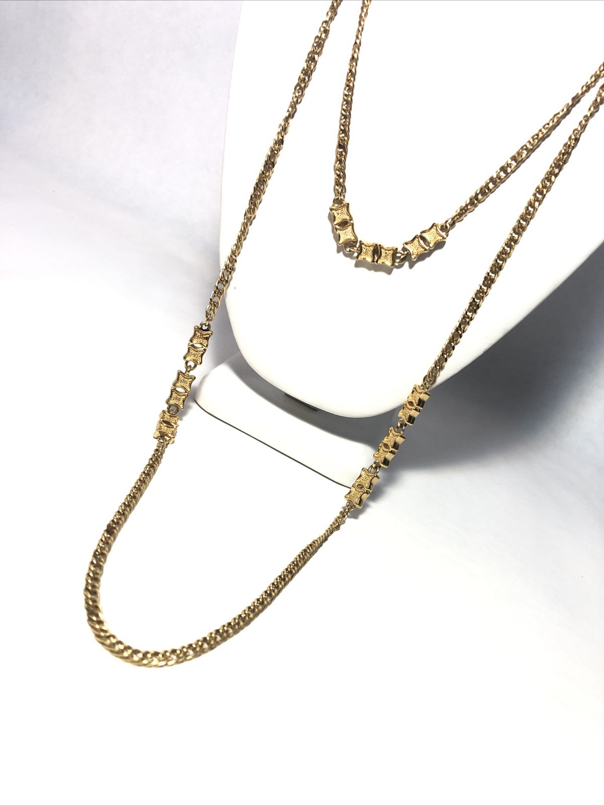 Vintage Monet Gold Tone Multi-Strand Long Wrap Necklace. 54” Long