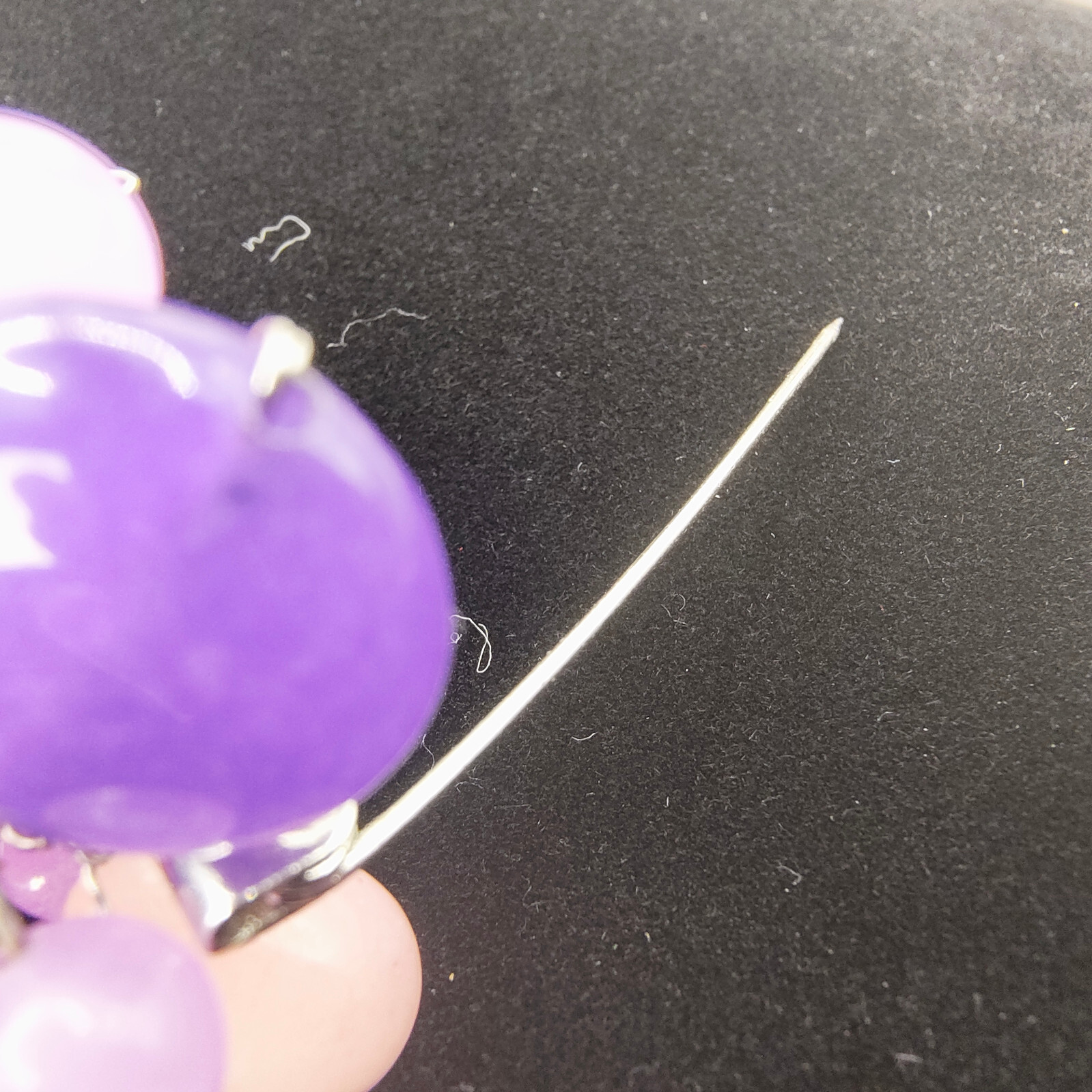 Chunky Purple Art Glass Brooch Pin Silver Tone Glass Beads Cluster Wire Abstract