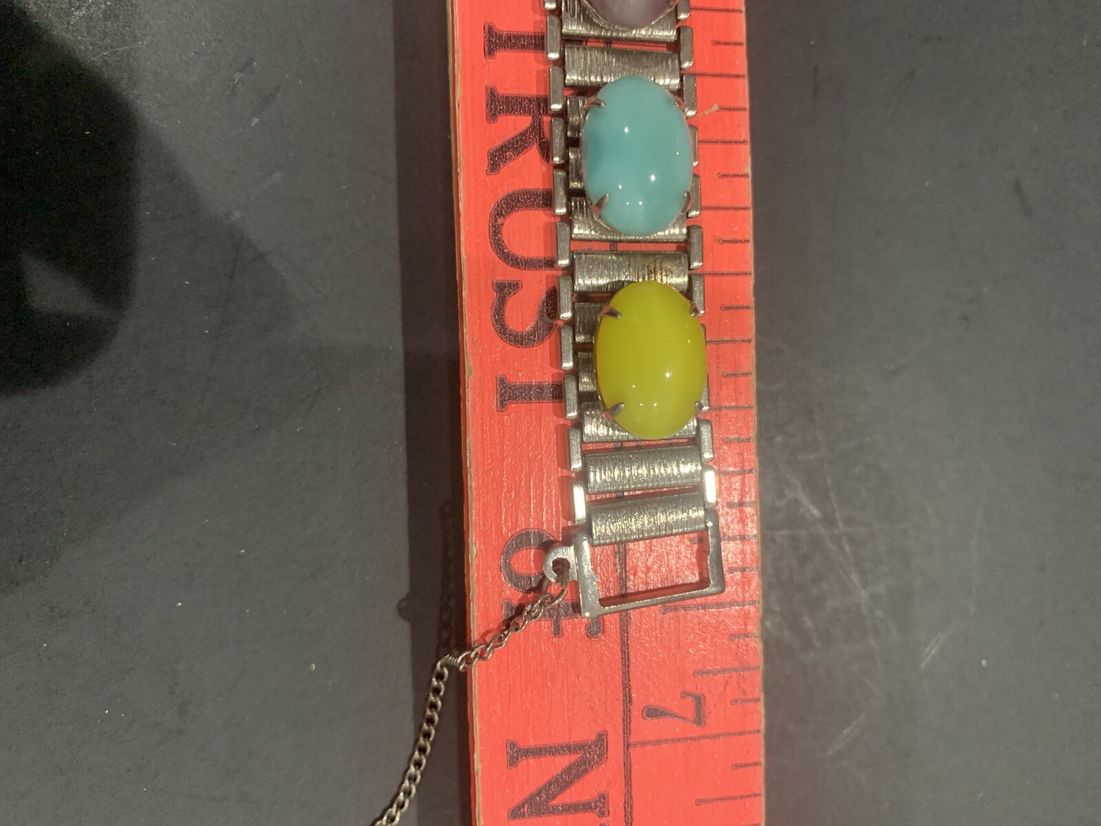 Vtg SARAH COVENTRY Party Pastels Bracelet, Silvertone, Multi Color Stones