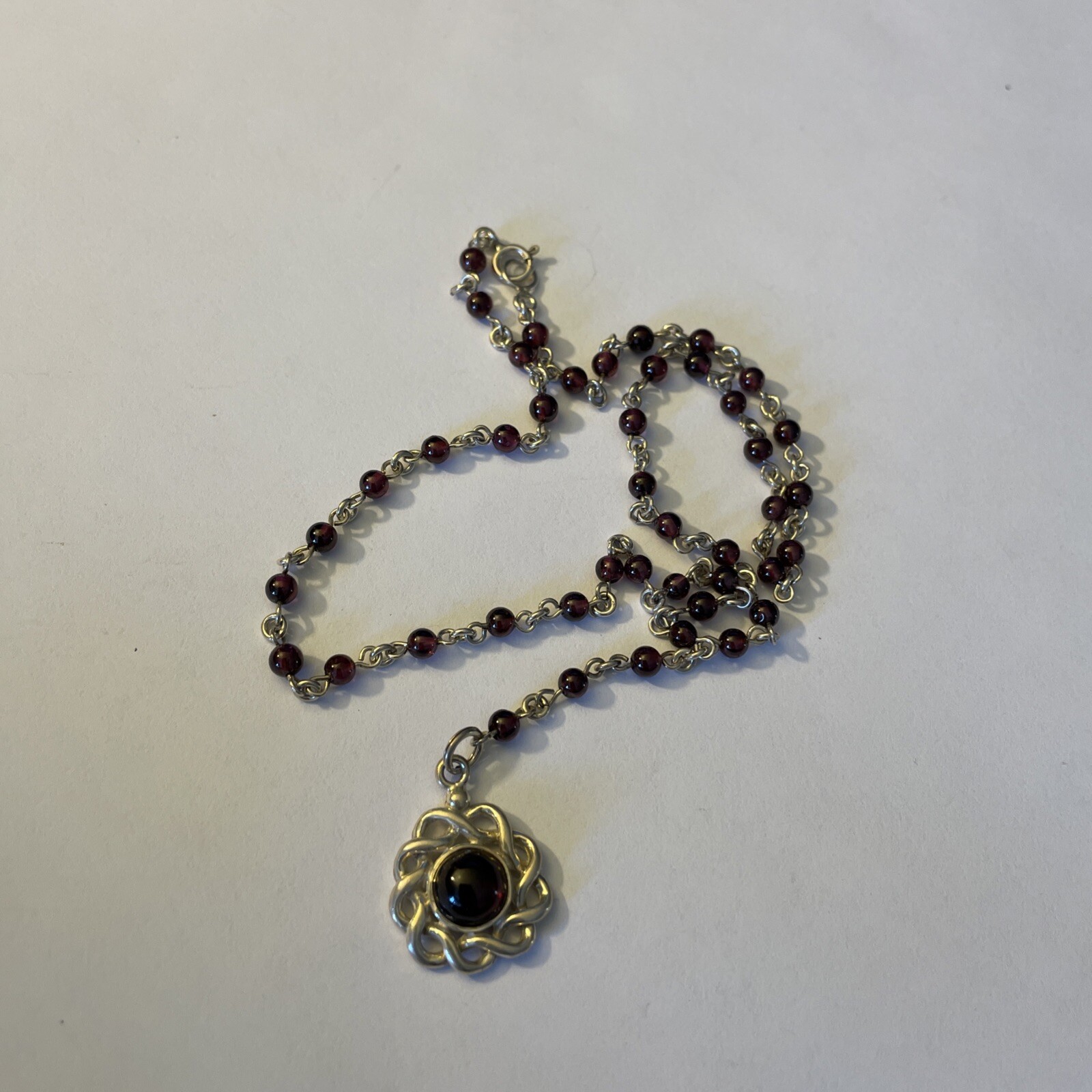 Signed BOCCO Solid 925 Sterling Silver 16″ Rosary Amethyst Bead Chain Necklace