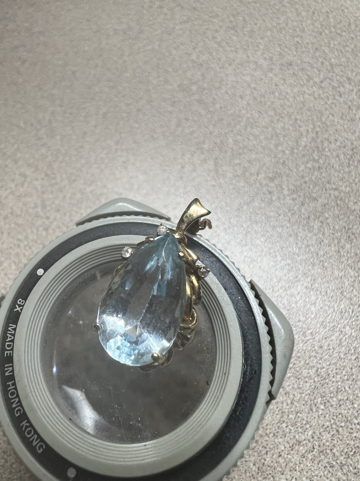 14k Yellow Gold Aquamarine Pear-Shaped Pendant Charm Fine Jewelry