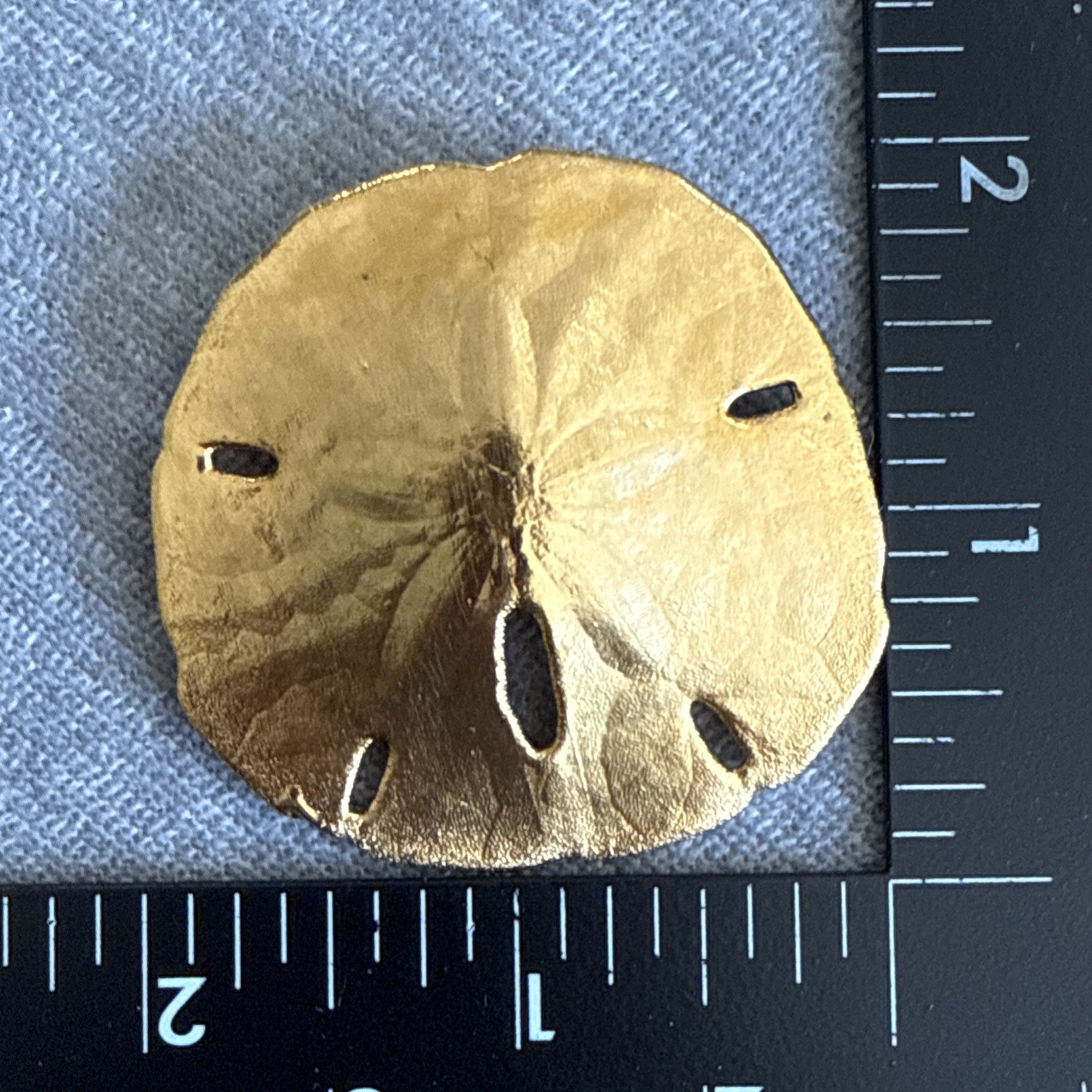 Vintage Large Brooch Pin Sand Dollar Gold Plated Estate Jewelry